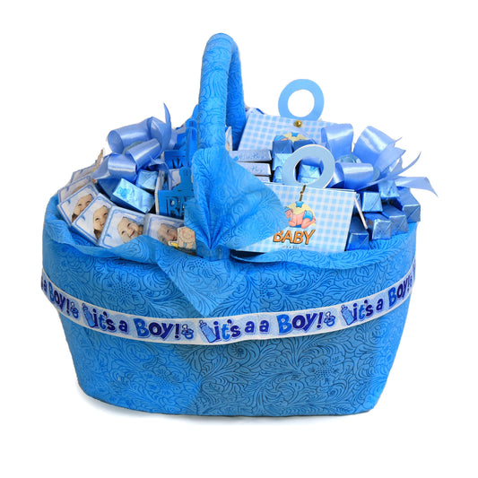 Baby Boy Born - Birthday Gift Belgium Chocolates Mini Basket