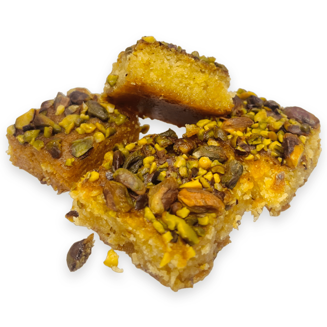 Basbousa with pistachios