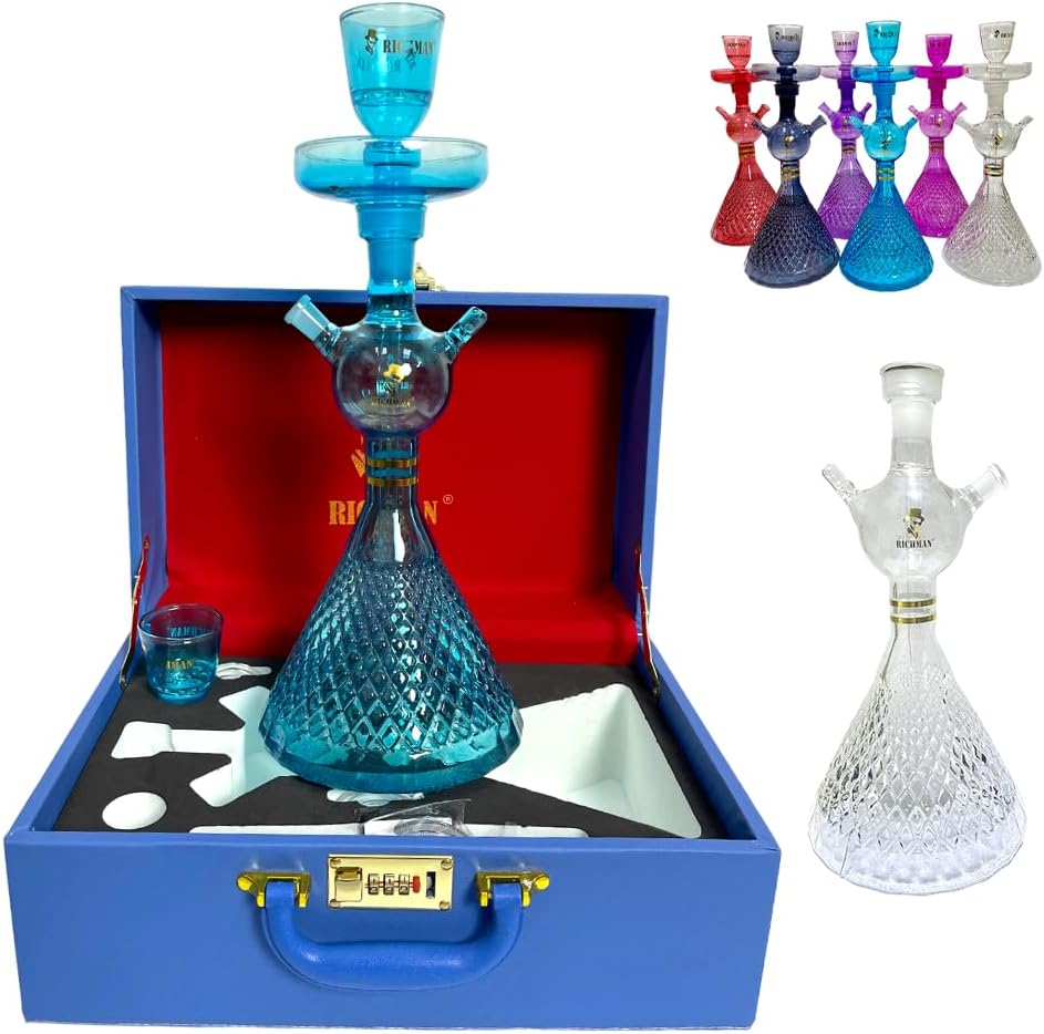 Richman traveling hookah set full glass high quality shisha with complete accessories