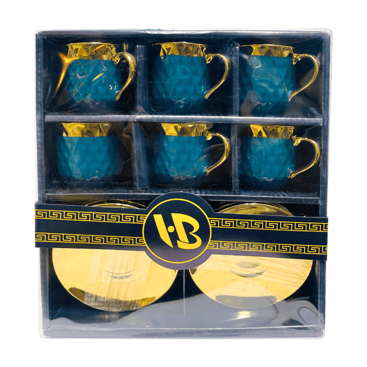 Coffee & Tea Cup Set Blue and gold