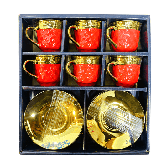 Coffee & Tea Cup Set Red and gold