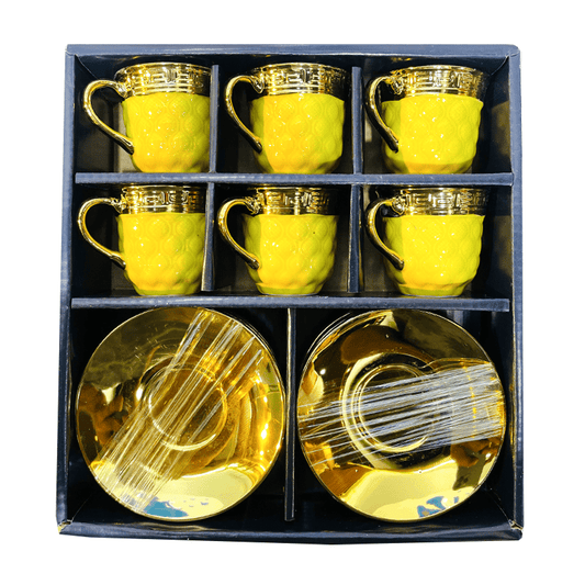 Coffee & Tea Cup Set Yellow and gold