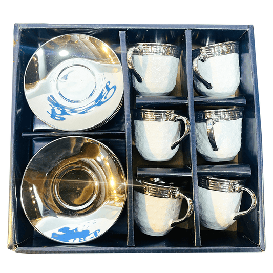 Coffee & Tea Cup Set White and Silver