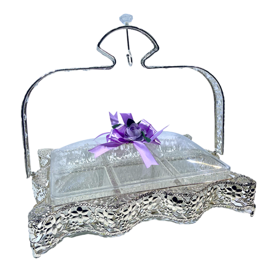 Rectangular Royal Tray With Acrylic Lid and Flower